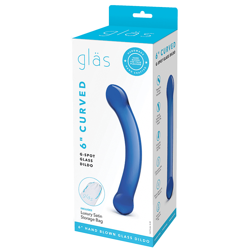 Glas 6" Curved G-spot Dildo-Blue